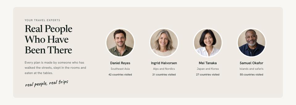 Travel Deals Search template — Experts section