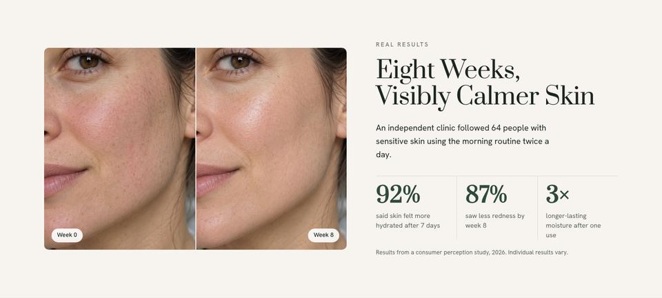 Natural Skincare template — Results section