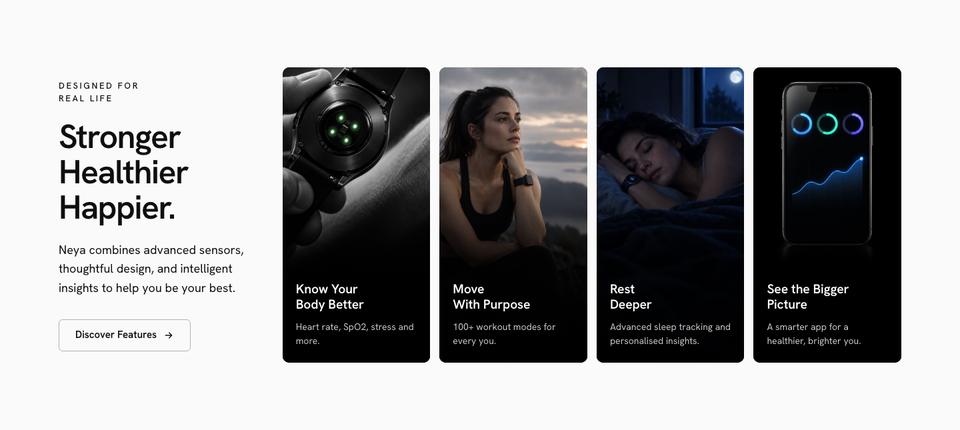 Smartwatch Launch template — Features section
