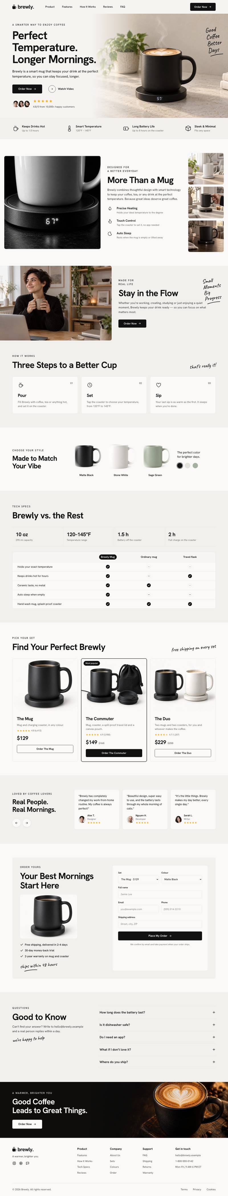 Smart Mug DTC template, the whole page on desktop