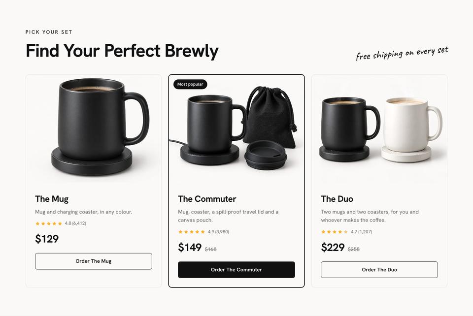 Smart Mug DTC template — Sets section