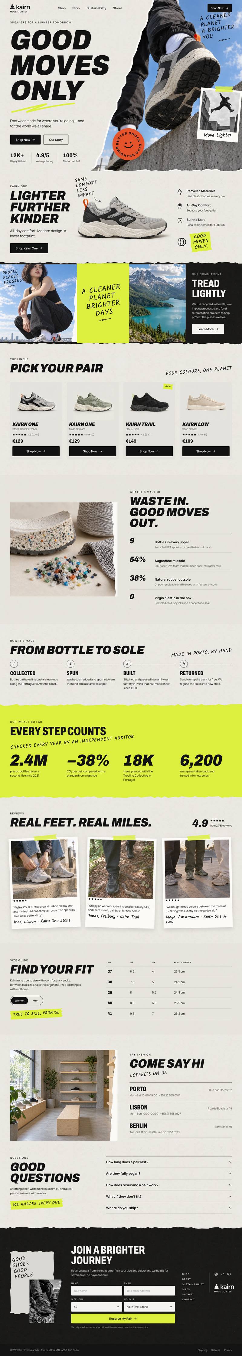 Sustainable Sneakers template, the whole page on desktop