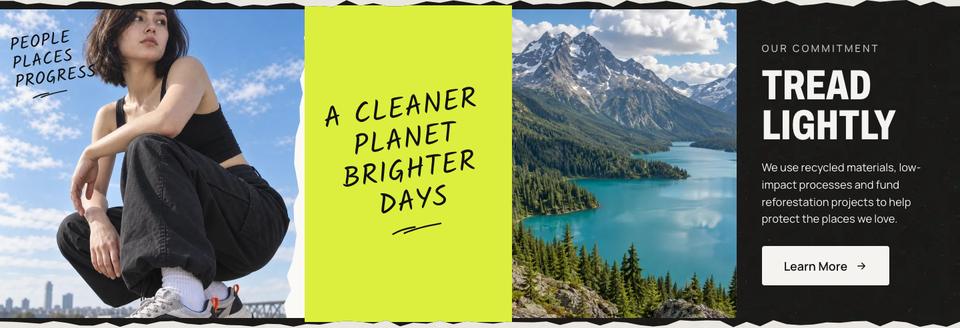 Sustainable Sneakers template — Commitment section