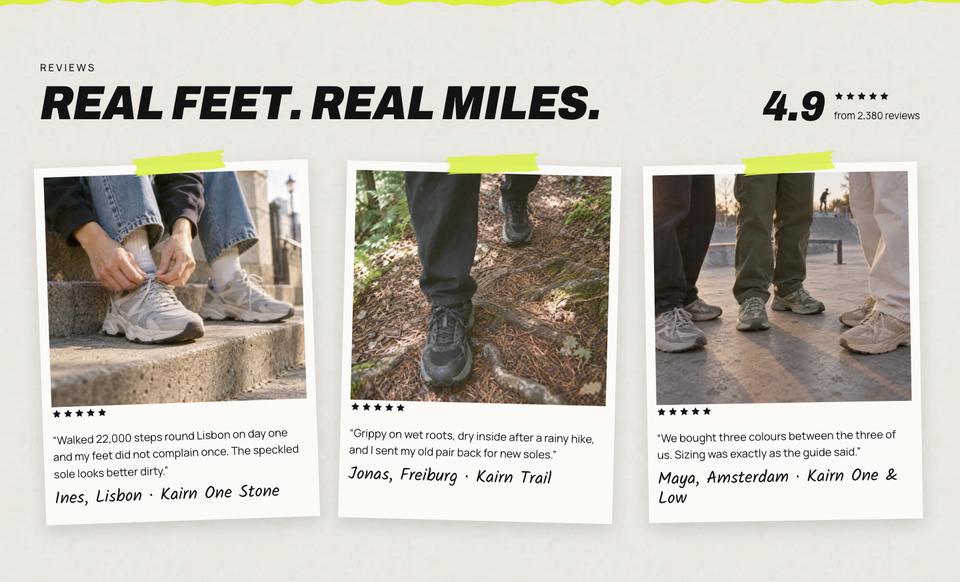 Sustainable Sneakers template — Reviews section