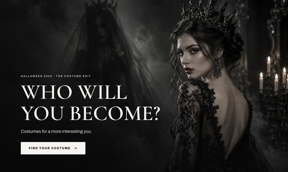 Costume Shop Editorial template — Hero section