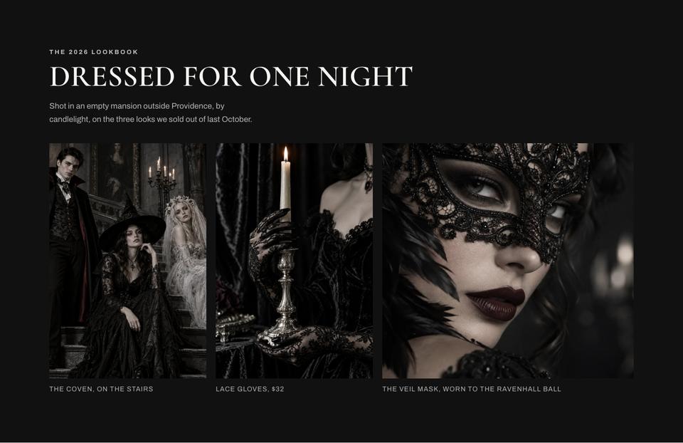 Costume Shop Editorial template — Lookbook section
