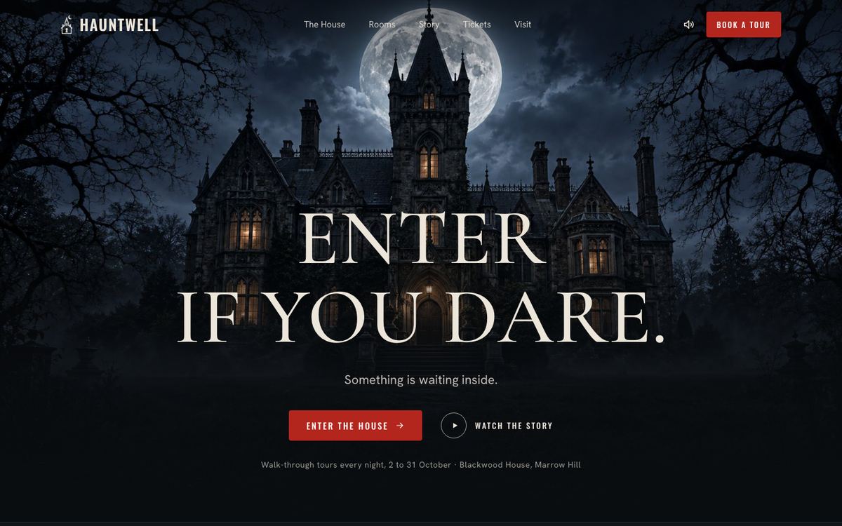 Haunted House Story landing page template