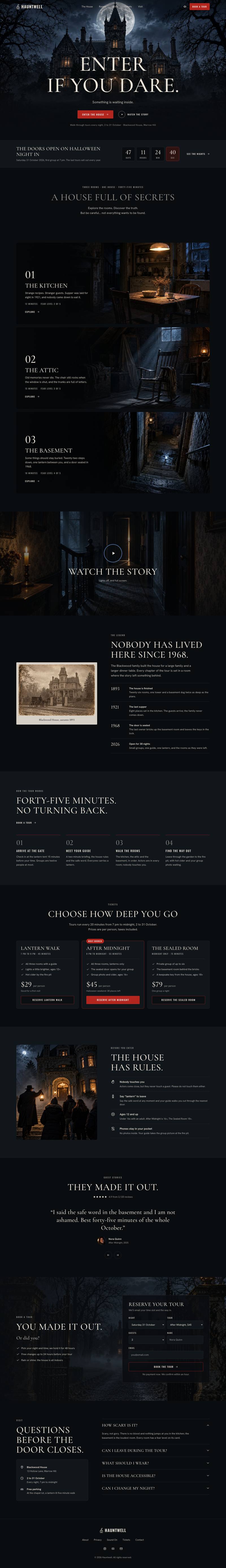 Haunted House Story template, the whole page on desktop