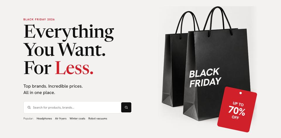 Black Friday Marketplace template — Hero section