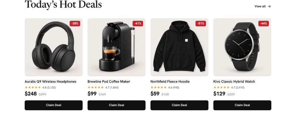 Black Friday Marketplace template — Hot deals section