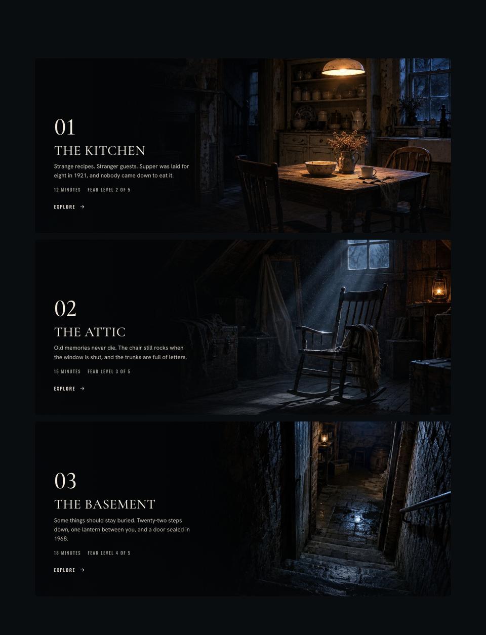 Haunted House Story template — Room chapters section