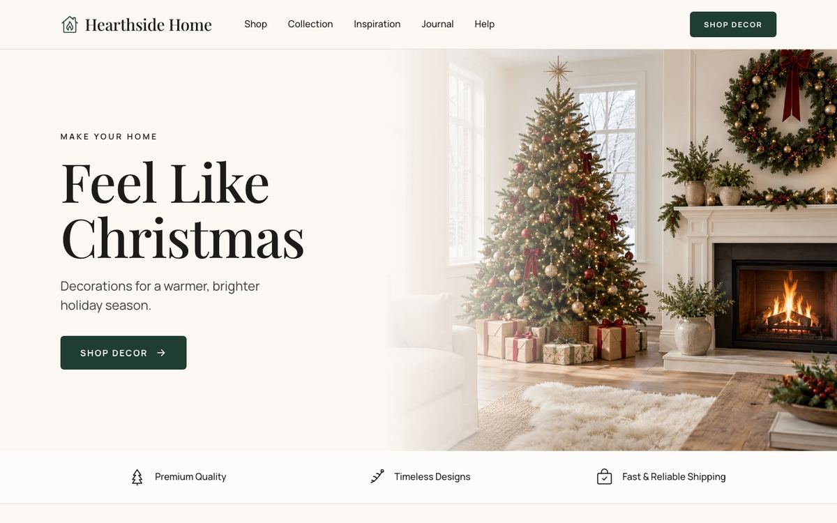 Christmas Home Decor landing page template