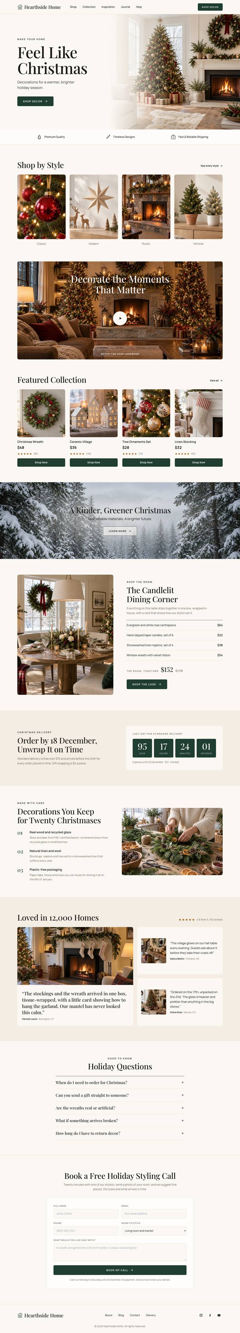Christmas Home Decor template, the whole page on desktop