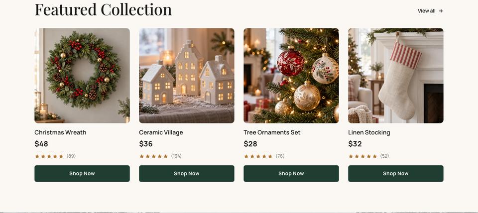 Christmas Home Decor template — Collection section