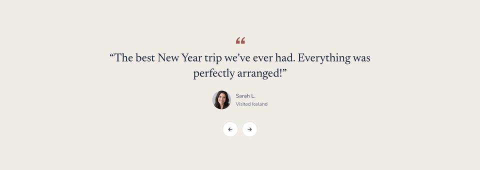 New Year Getaway template — Reviews section