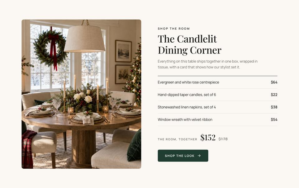 Christmas Home Decor template — Shop the room section