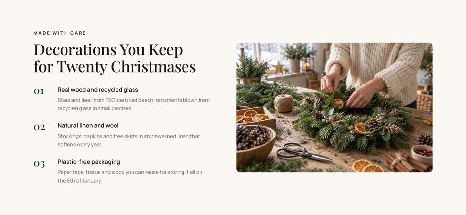 Christmas Home Decor template — Materials section