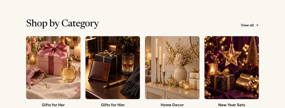 New Year Gift Shop template — Categories section