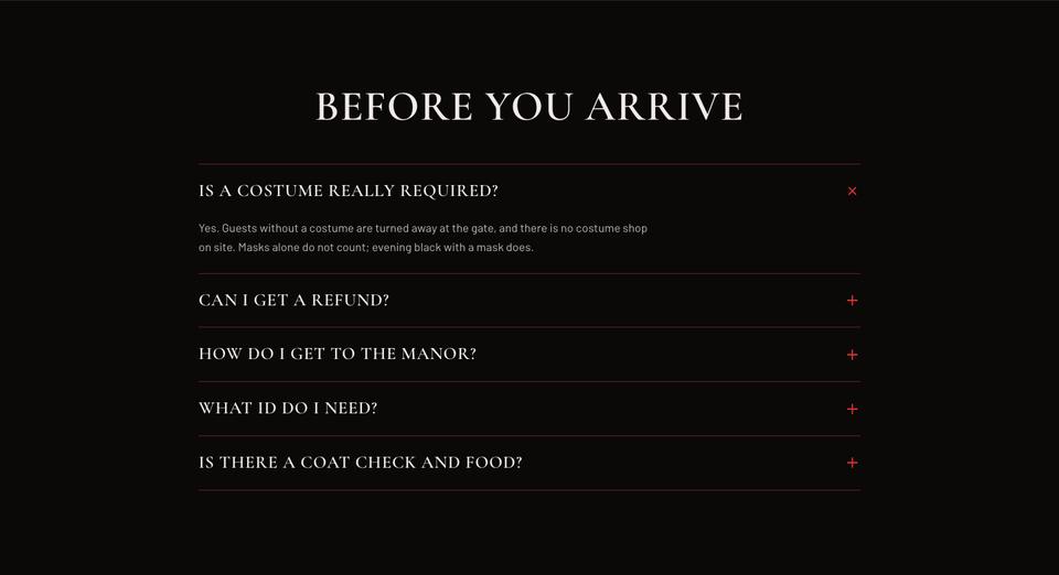 Halloween Manor Party template — Questions section