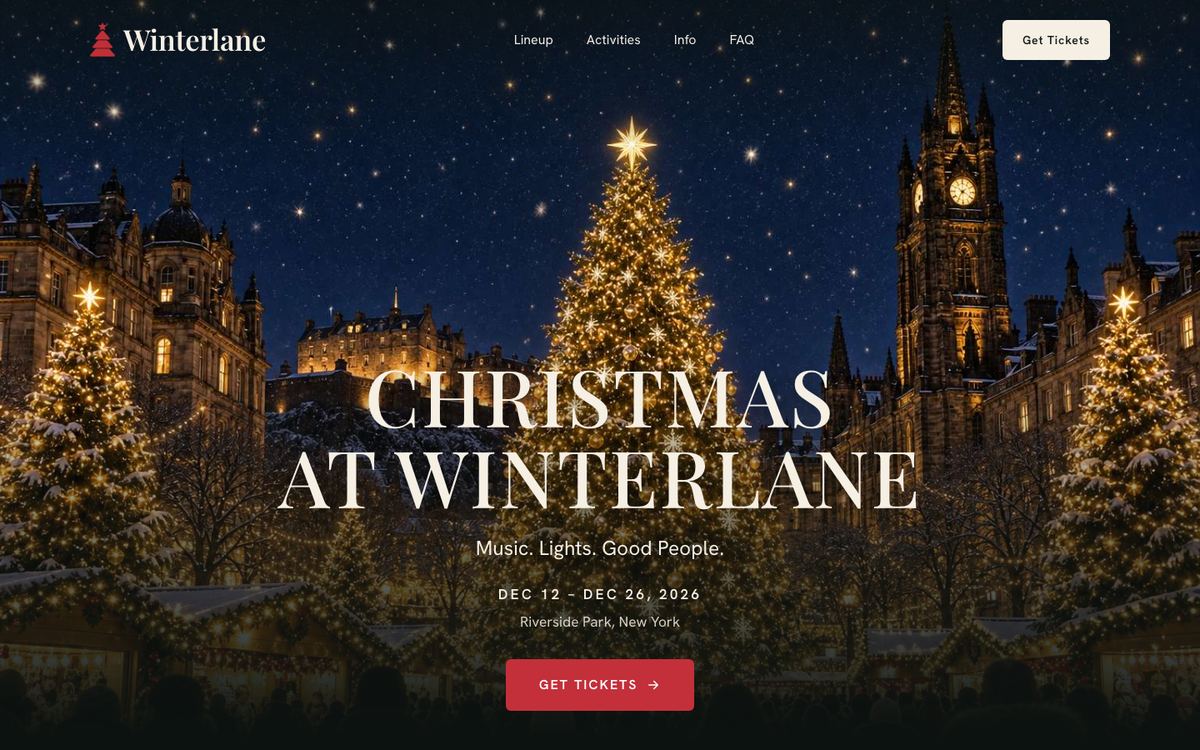 Christmas Market Event landing page template