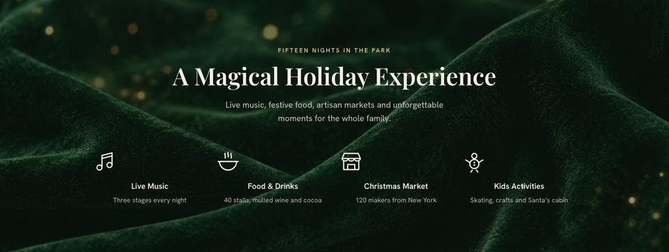 Christmas Market Event template — What's on section
