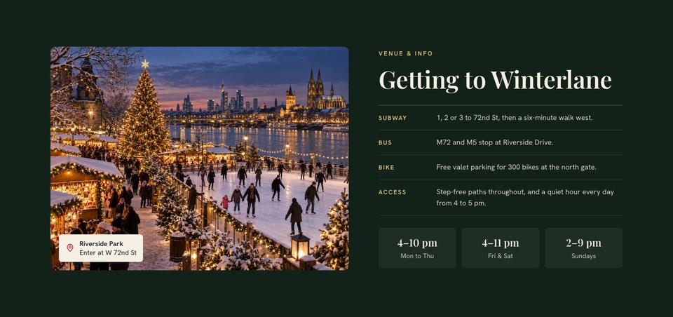 Christmas Market Event template — Getting there section