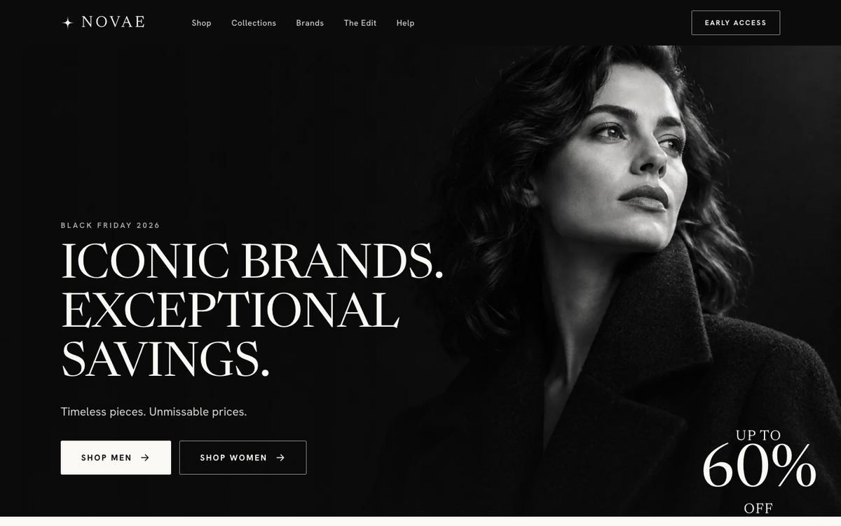 Black Friday Premium Brands landing page template, desktop