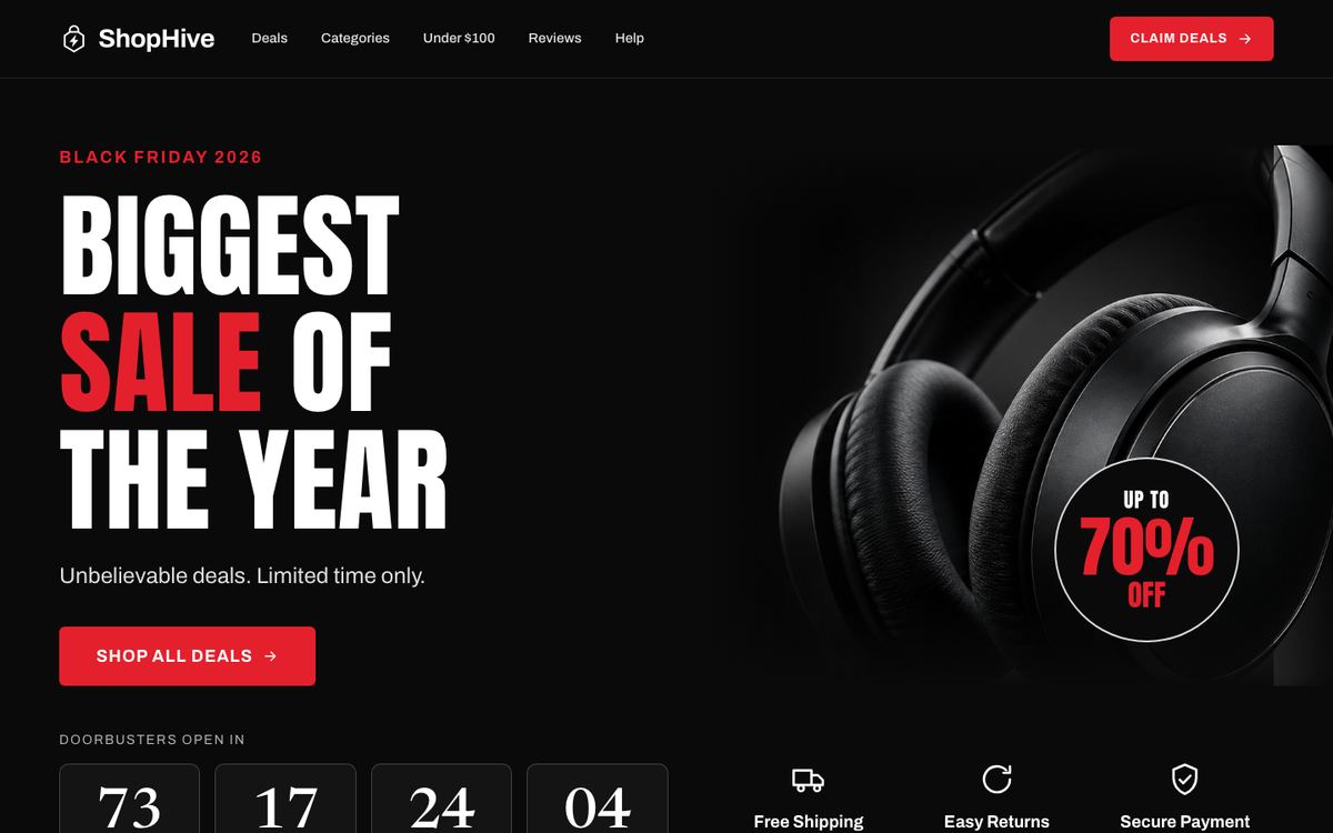 Black Friday Mega Sale landing page template