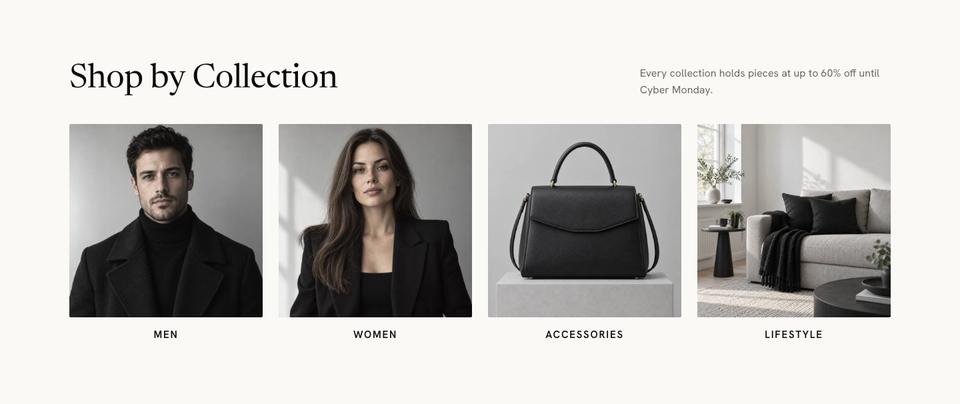 Black Friday Premium Brands template — Collections section