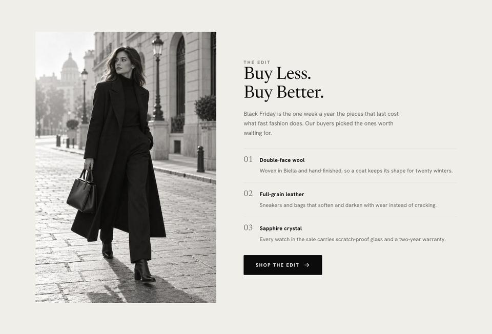 Black Friday Premium Brands template — The edit section