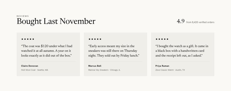 Black Friday Premium Brands template — Reviews section