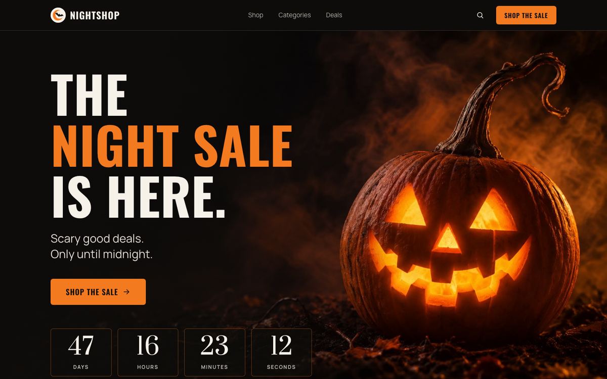 Halloween Night Sale landing page template