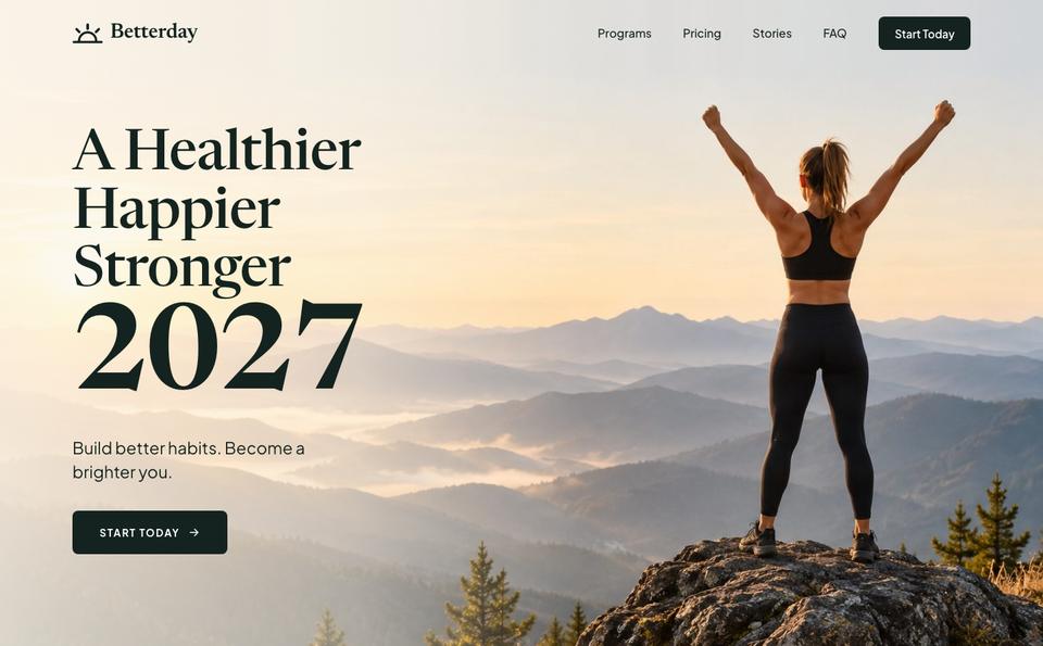 New Year Fitness template — Hero section