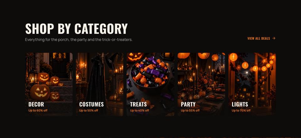 Halloween Night Sale template — Categories section