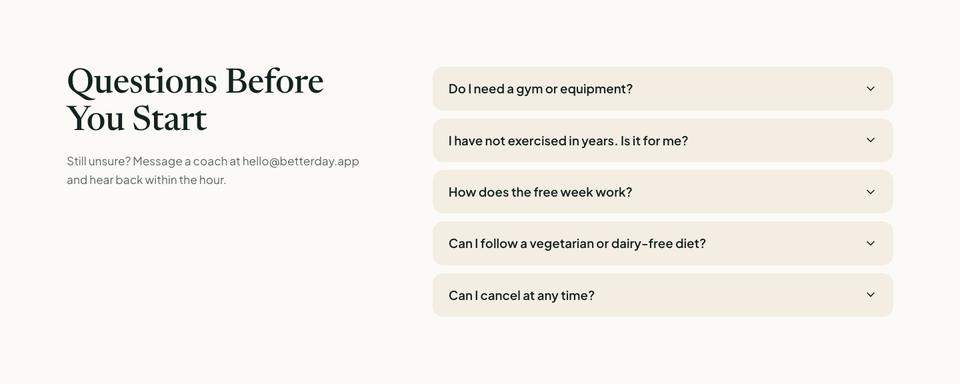 New Year Fitness template — Questions section