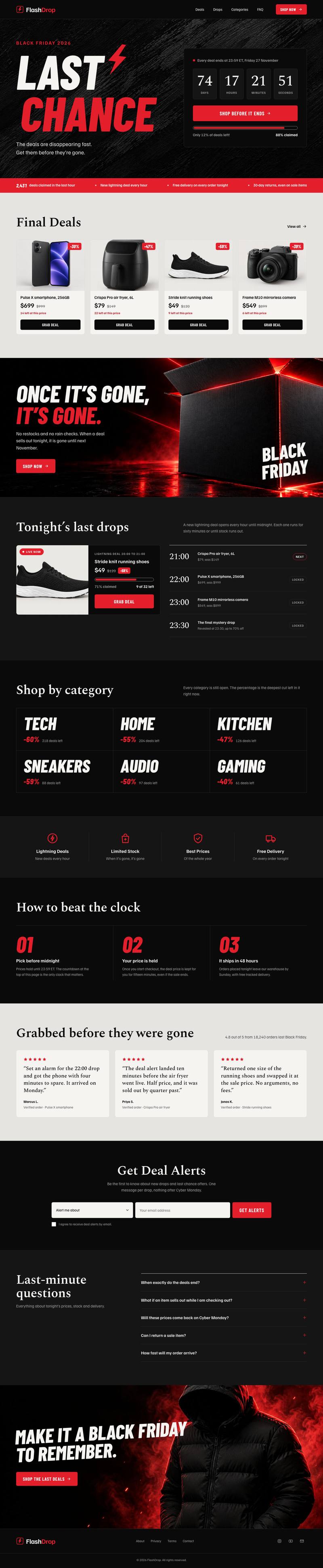 Black Friday Last Chance template, the whole page on desktop