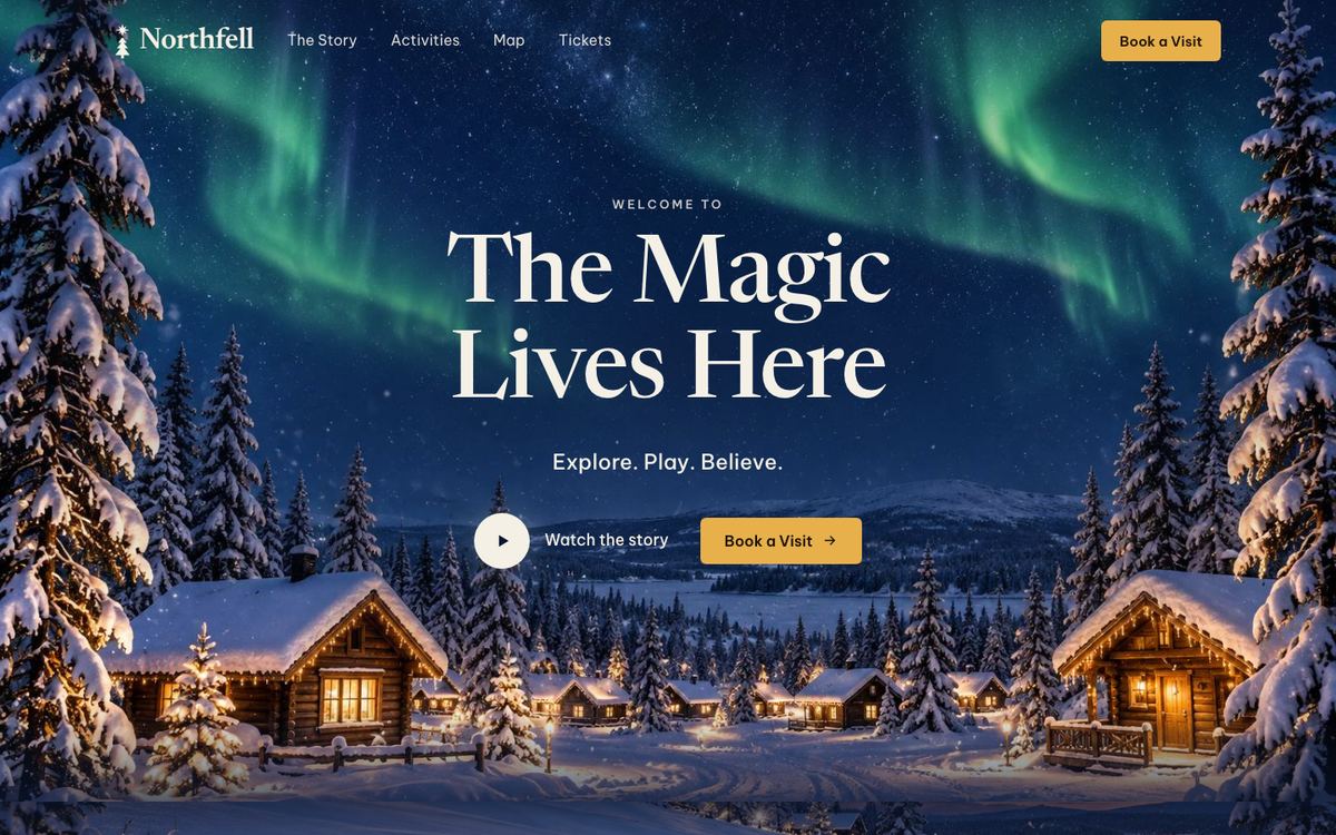 Christmas Village Story landing page template