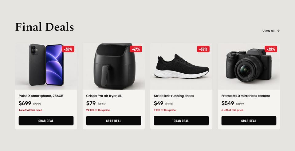 Black Friday Last Chance template — Final deals section