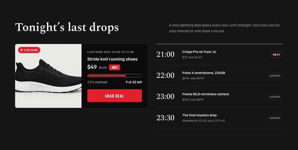 Black Friday Last Chance template — Last drops section