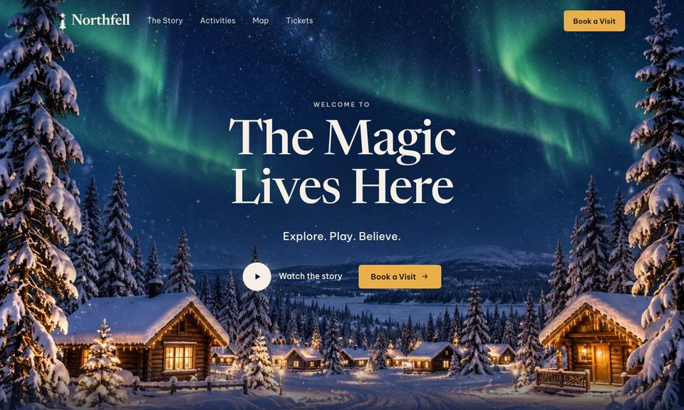 Christmas Village Story template — Hero section