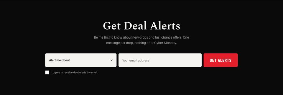 Black Friday Last Chance template — Deal alerts section