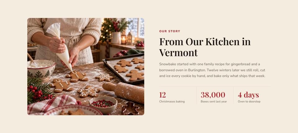 Christmas Treats Bakery template — The story section