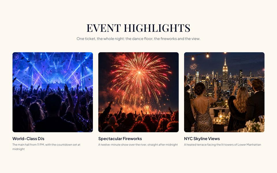 New Year Countdown template — Highlights section
