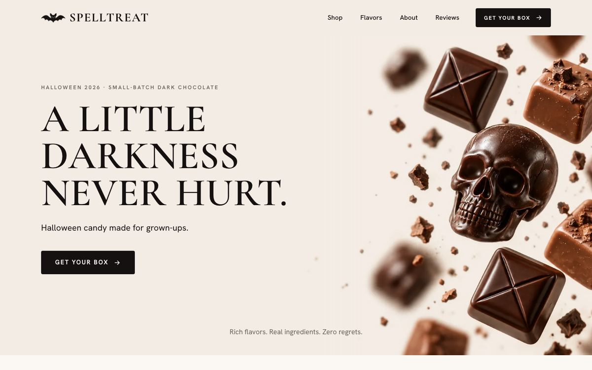 Halloween Candy Brand landing page template, desktop
