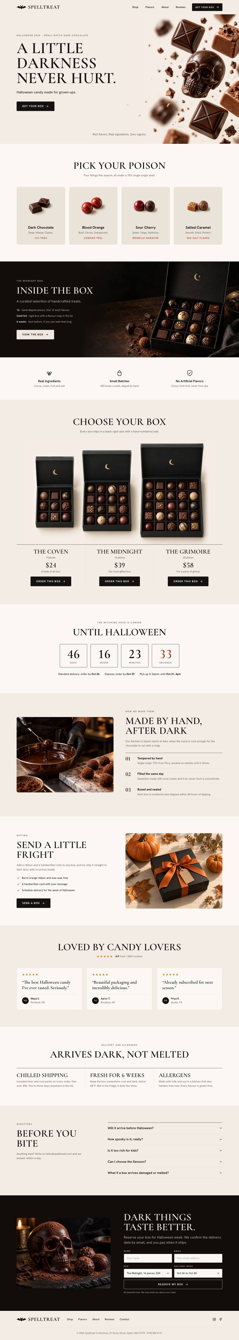 Halloween Candy Brand template, the whole page on desktop