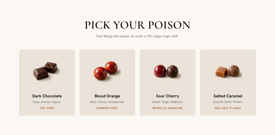Halloween Candy Brand template — Flavours section