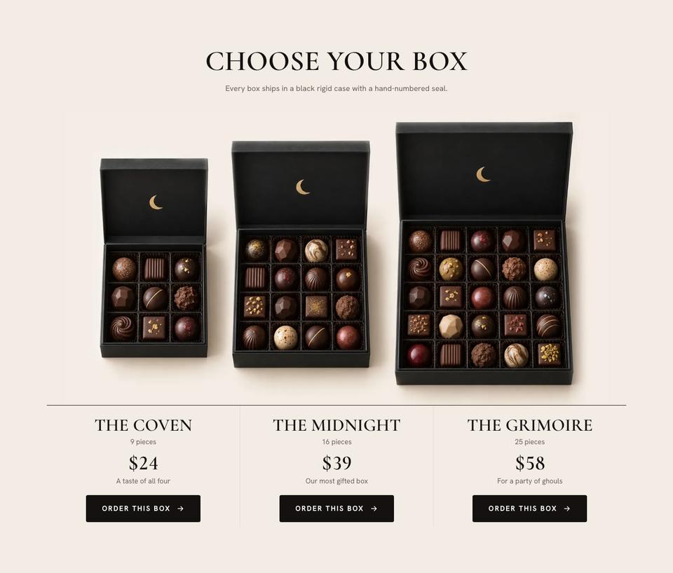 Halloween Candy Brand template — Boxes section