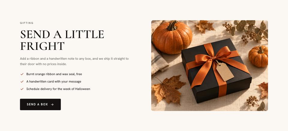 Halloween Candy Brand template — Gifting section