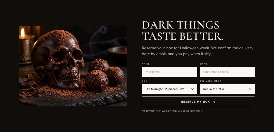 Halloween Candy Brand template — Order form section