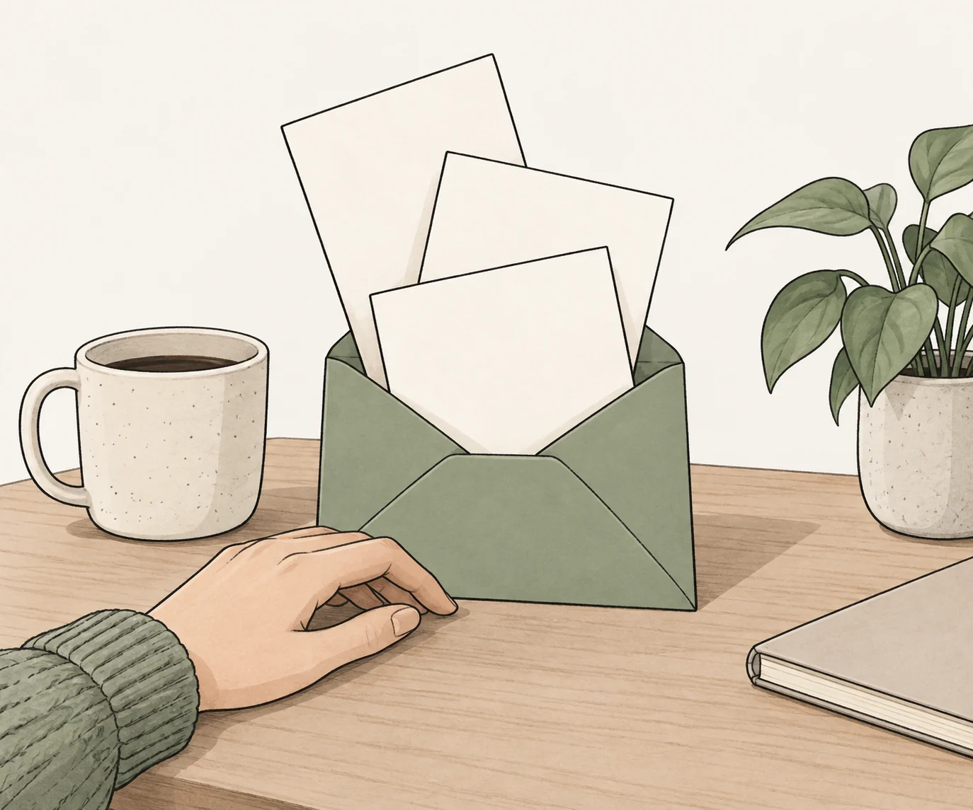 An illustration of letters arriving in a tray
